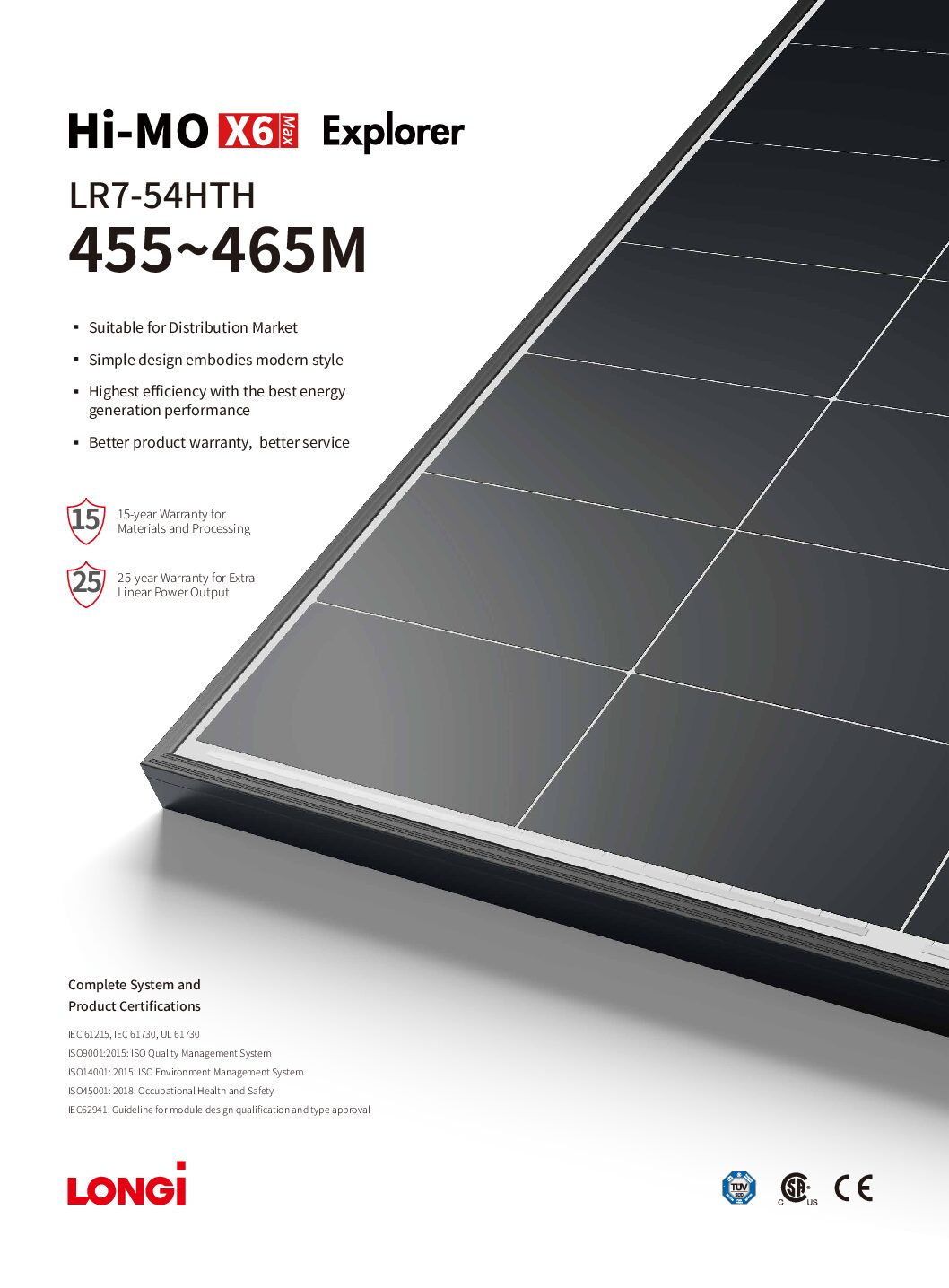 Alternative view of Panou fotovoltaic Longi 460w LR7-54HTH
